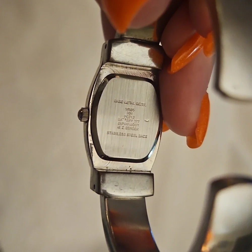 MZ BERGER Ornate Abalone Shell Cuff Watch